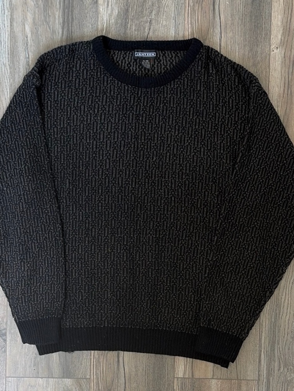 Vintage Jantzen Black Geometric Textured Knit Sweater XL